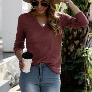 Terracotta Waffle Knit Shirt